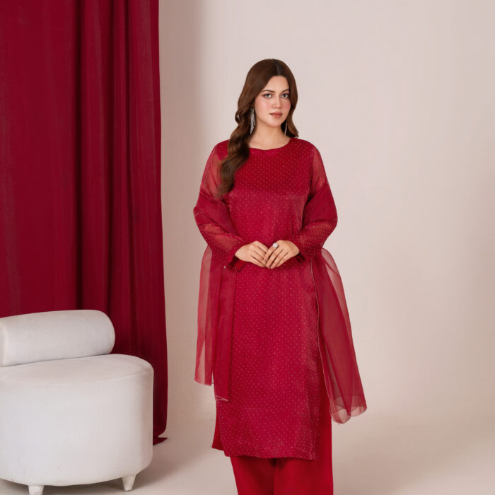 Bold-red 3 piece suit